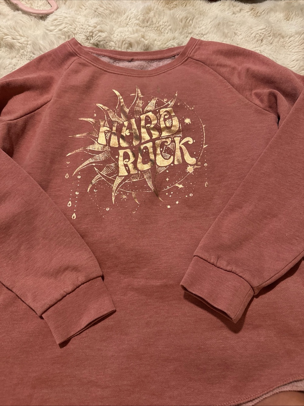 Hard Rock Cafe Kids Sweatshirt in Dusty Rose with Gold Graphic